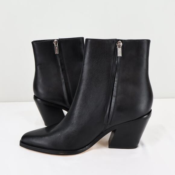 Calvin Klein Women's Fallone Mid-Calf Side-Zip Leather Black Boot Size 8 - Picture 4 of 12